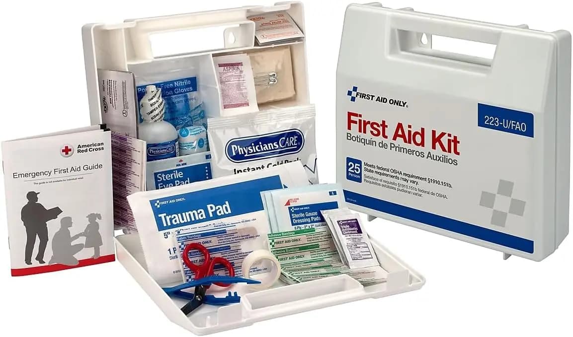 Kit di pronto soccorso universale conforme OSHA per aziende, cantieri, casa e veicoli - 106 pezzi per un massimo di 25 persone