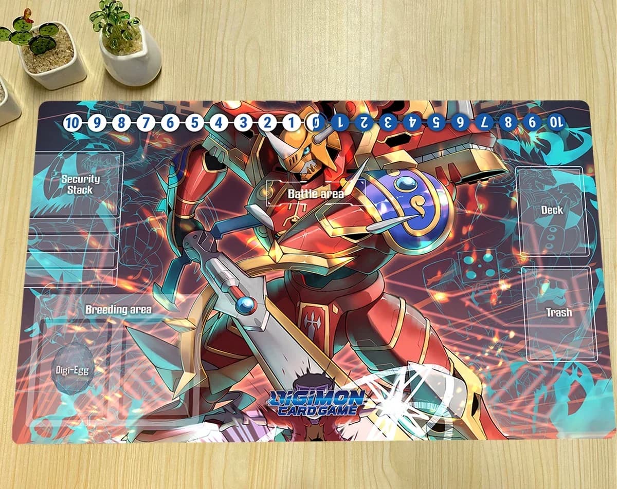 Digimon Playmat Dukemon Mat TCG CCG Gioco da tavolo Duel Pad Trading Card Game Pad Anime Tappetino per mouse in gomma Borsa gratuita 600x350x2mm