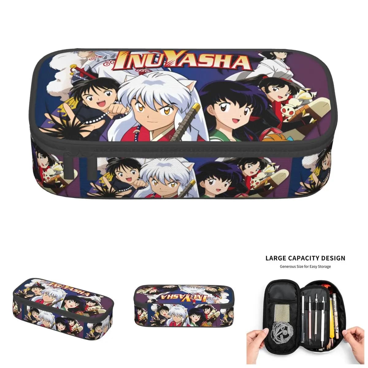 Astucci Kawaii Inuyasha, Miroku, Sango, Shippo, Kirara, Kagome Higurashi, Sesshoumaru, Kikyo - Accessori Scolastici