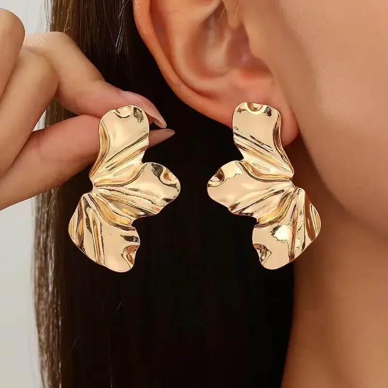 Stainless Steel Half Flower Stud Earrings for Women Girls Minimalist Irregular Petal Earring Studs Fashion Party Jewelry Gifts