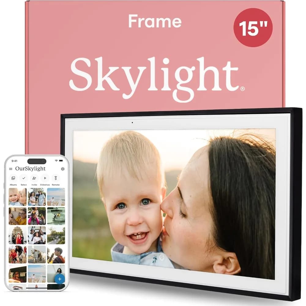 Cornice Digitale WiFi da 15 Pollici con Schermo Touch, Carica Foto dal Telefono, Regalo Personalizzabile
