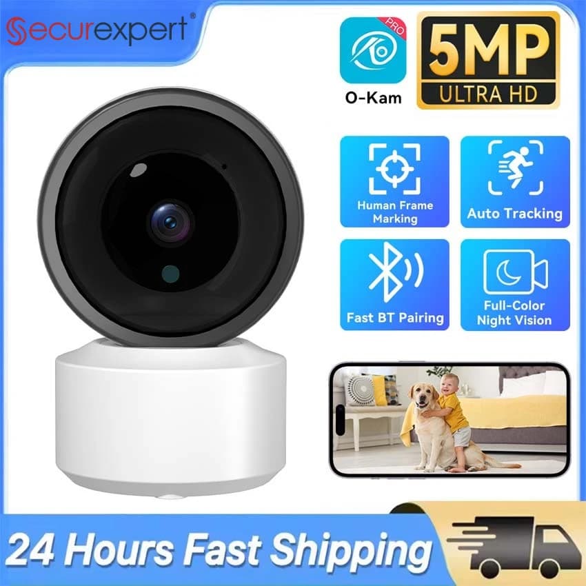 Telecamera WiFi per Bambini 5MP 2K HD, Monitor di Sicurezza Domestica con Rilevamento del Movimento, Audio Bidirezionale, Facile Configurazione, Visione Notturna Chiara O-KAM Pro