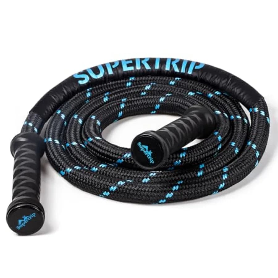 Corda per Saltare Ponderata Migliorata per Fitness Uomo Donna, Seconda Generazione con Maniglie Rotanti a 360°, 3.21LBS 3.38LBS 3.41LBS in Poliestere Pesante