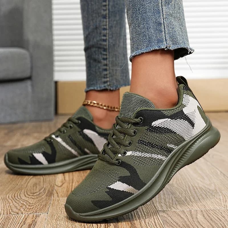 Unisex flat casual running shoes, outdoor off-road trekking shoes with military green laces series 2025