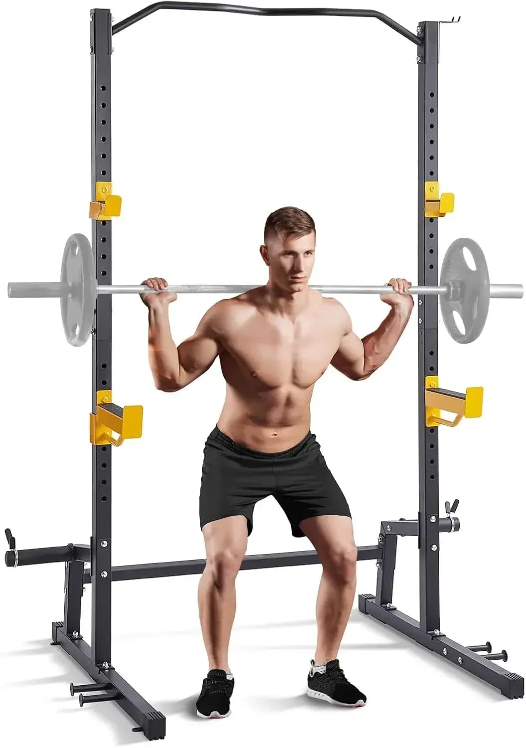 Bestseller Power Rack for Squat, Power Rack Multifunctional with Traction Bar, Hooks and Time-li Weight Support