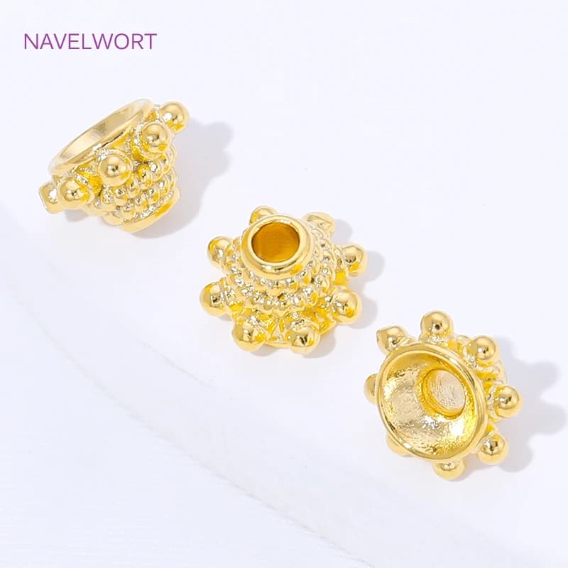 2/4/8 pezzi di coperture per perline placcate in oro 18 carati per la creazione di gioielli, coperture per perline a forma di fiore in ottone, coperture per braccialetti, materiali per gioielli fai da te