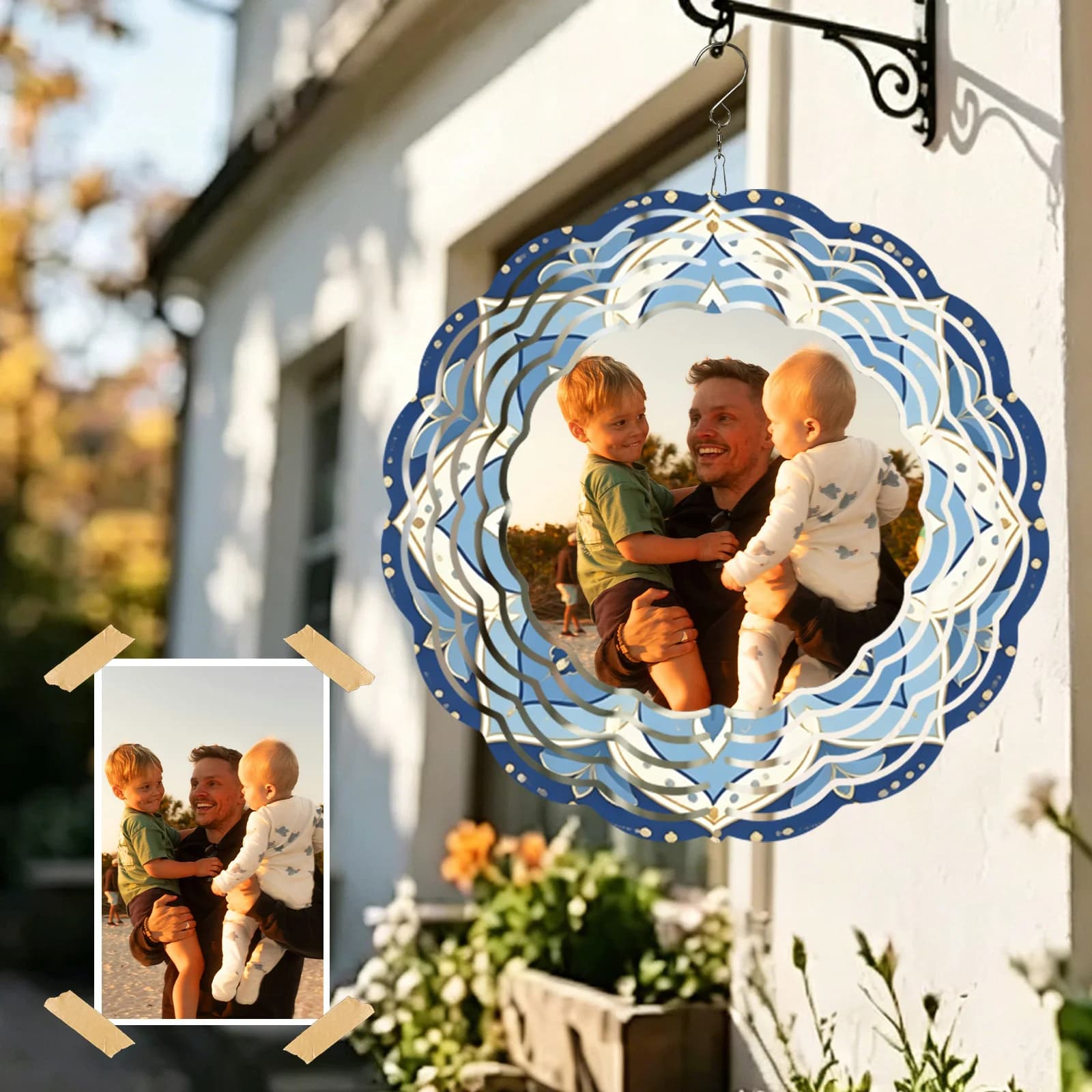 1 personalized photo wind chime ornament with a hook, suitable for graduation, her, friends, and bedroom use.