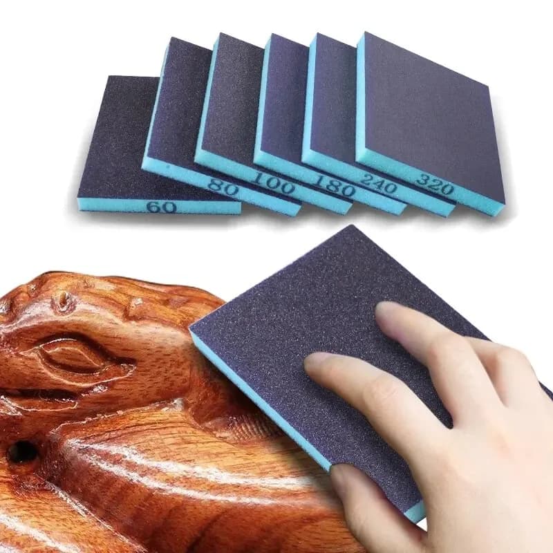 6pcs Sanding Sponge 60-320 Grit Washable Reusable Wet Dry Sanding Blocks for Metal Wood Glass Polishing Abrasive Tools