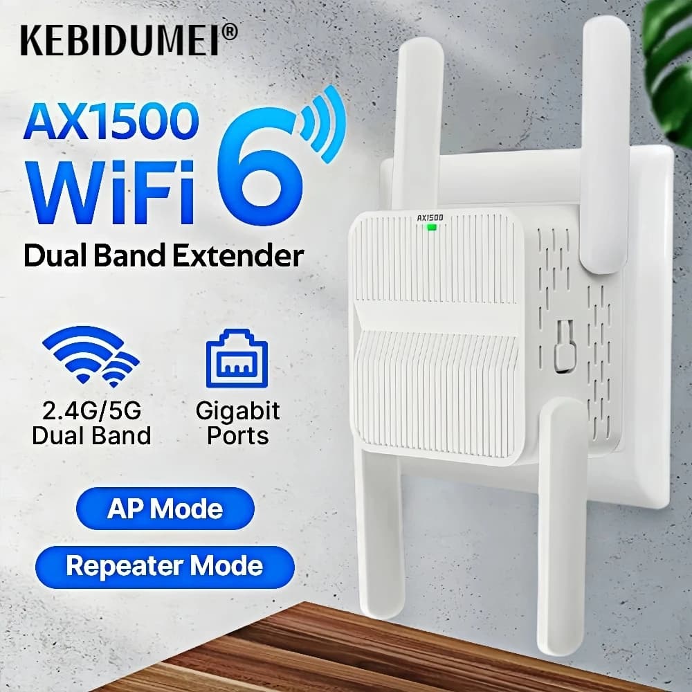 5Ghz AX1500 WiFi 6 Ripetitore Extender Ripetitore di segnale Dual Band 2.4G/5GHz Amplificatore di segnale Wi-Fi Rete a lungo raggio Facile installazione