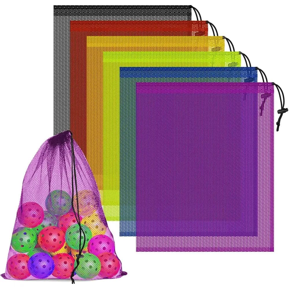 6 Pack Mesh Drawstring Bags, 14x17, Gym, Beach, Laundry | Quick-dry, Lightweight, Travel & Storage