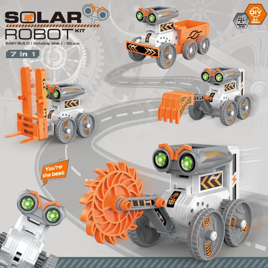 7-in -1 Robot solare assemblato fai-da-te Elettrico per bambini Educazione scientifica Robot Auto-carico Blocchi di costruzione Ragazzi Giocattoli Regali di Natale