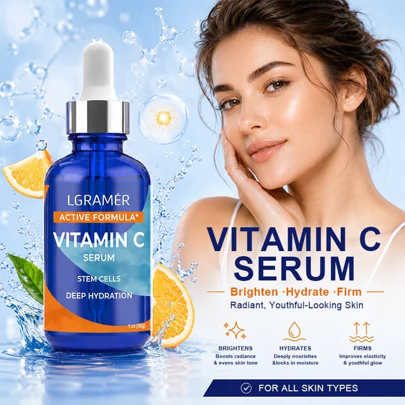 Facial Serum With Vitamin C Deep Hydration Brightening Anti-Aging Fade Dark Spot Improve Dull Skin Tone Firming Eye Face Essence