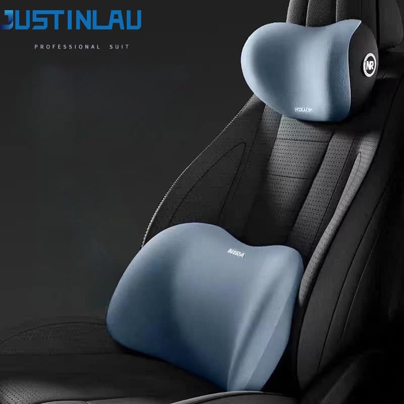JUSTINLAU Set di Cuscini per Auto in Memory Foam: Cuscino per il Collo, Supporto Lombare e Poggiatesta - Accessori per Auto