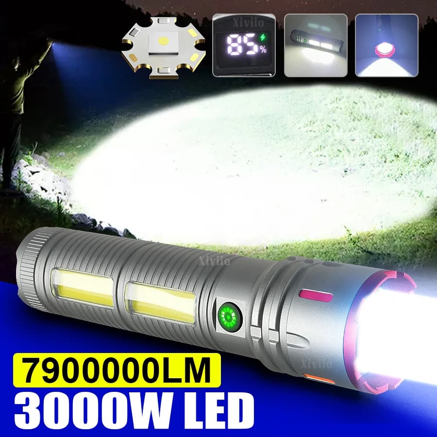 7200mAh Uses 36-hour Ultra Powerful Flashlight Rechargeable Flashlight with COB Side Lights Lighting LED Flashlight More Powerful From 6000M