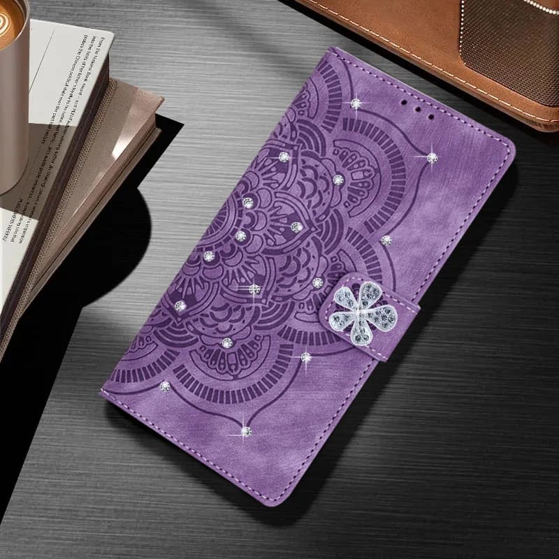 Fashion Bling Flower Datura Magnetic Cards Solt Wallet Flip Case for Redmi 15C Note 15 14 Pro Plus 14C 13C Cavalry Book Cover