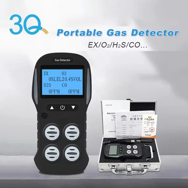 3Q Portable 4 in 1 Gas Detector Toxin Harmful Gas Concentration Alarm for Combustible Oxy gen Carbon Monoxide Hydrogen Sulfide