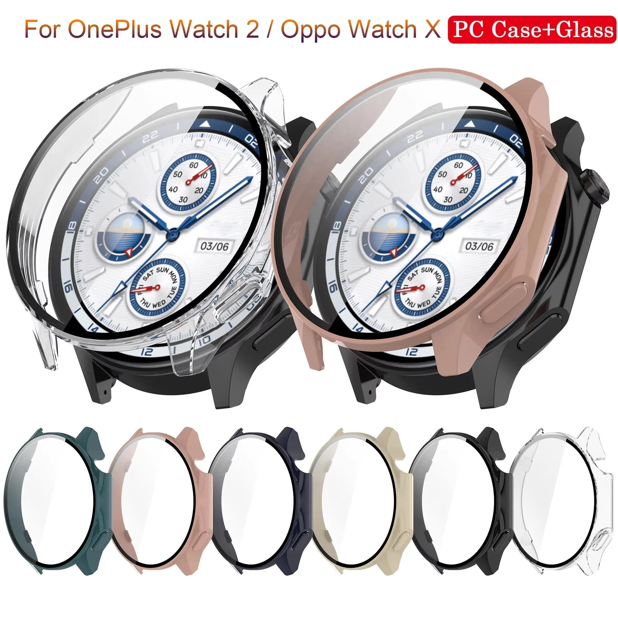 Per Oppo Watch X Accessori Nuovo Vetro + Custodia Per OnePlus Watch 2 SmartWatch Protezione Dello Schermo All-Around Paraurti per PC Vetro Temperato
