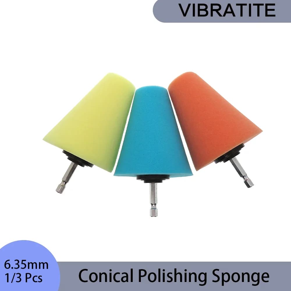 Set da 1/3 Pezzi di Spugne Coniche per Lucidatura Auto, Arancioni/Gialle/Blu, con Manico Esagonale da 6,35mm per Lucidatura e Pulizia di Auto e Barche