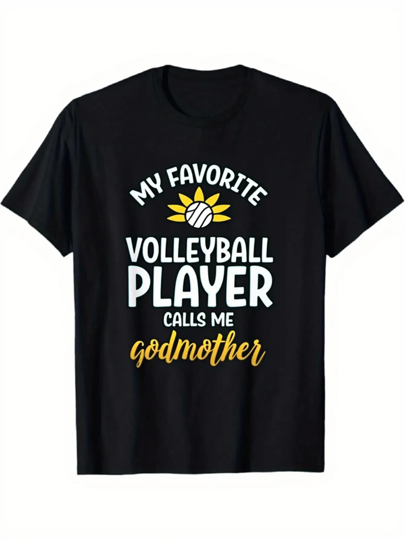 Il mio giocatore di pallavolo preferito mi chiama della madrina T-shirt da donna classica girocollo con grafica T-shirt sportiva casual