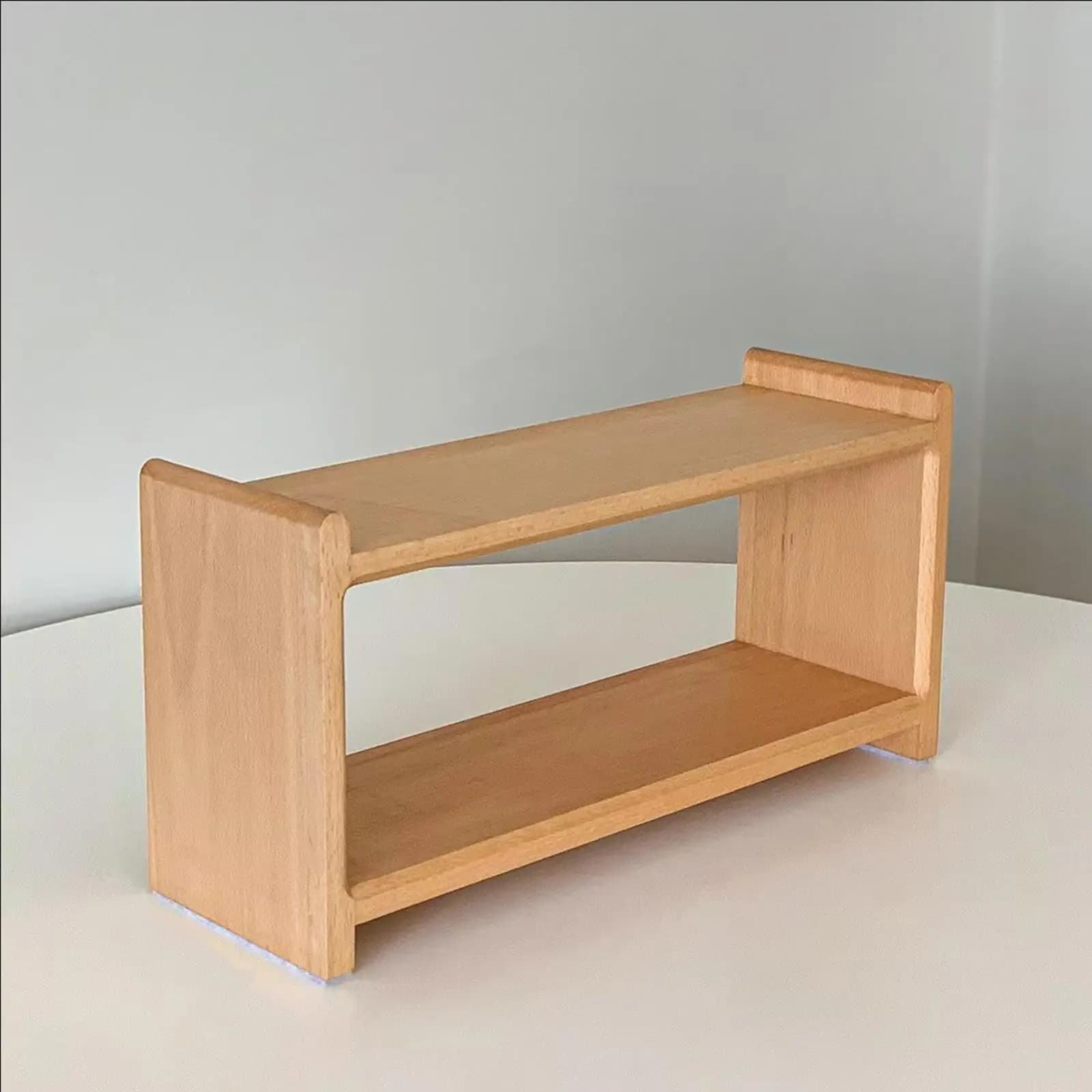 Wooden Storage Shelf Desktop Organizer Easy to Clean 2-layer Sturdy Spice Rack Tabletop Display Rack for Tea Set Household