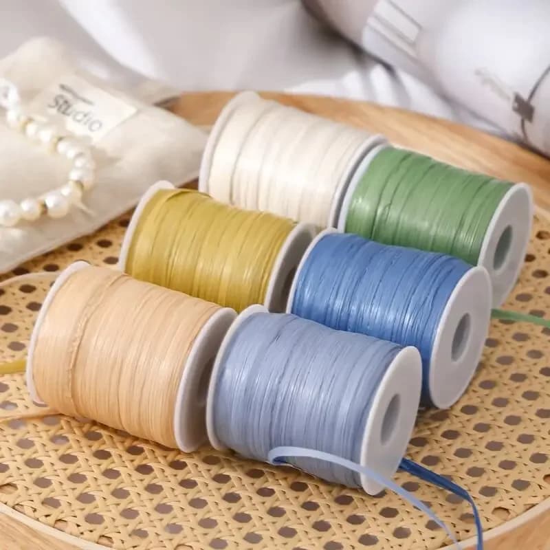 High Quality Premium Quality 120M Per Roll Raffia Thread Weaving Eco-Friendly Hook Hat Ribbon Durable Crochet Yarn Bags and Hats