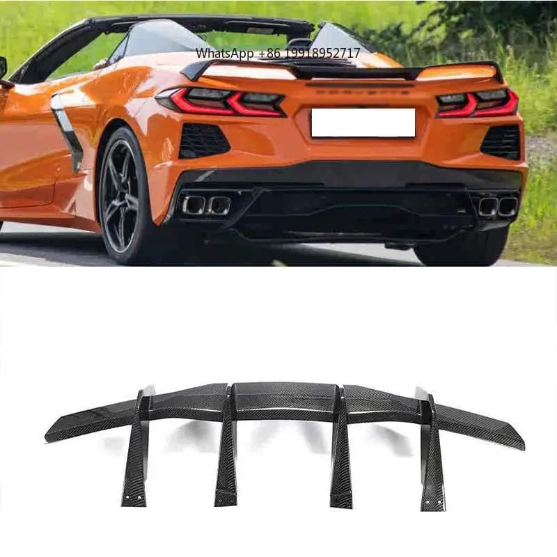 Carbon Fiber For Corvette C8 Rear Bumper Lip Diffuser，After actual vehicle installation test