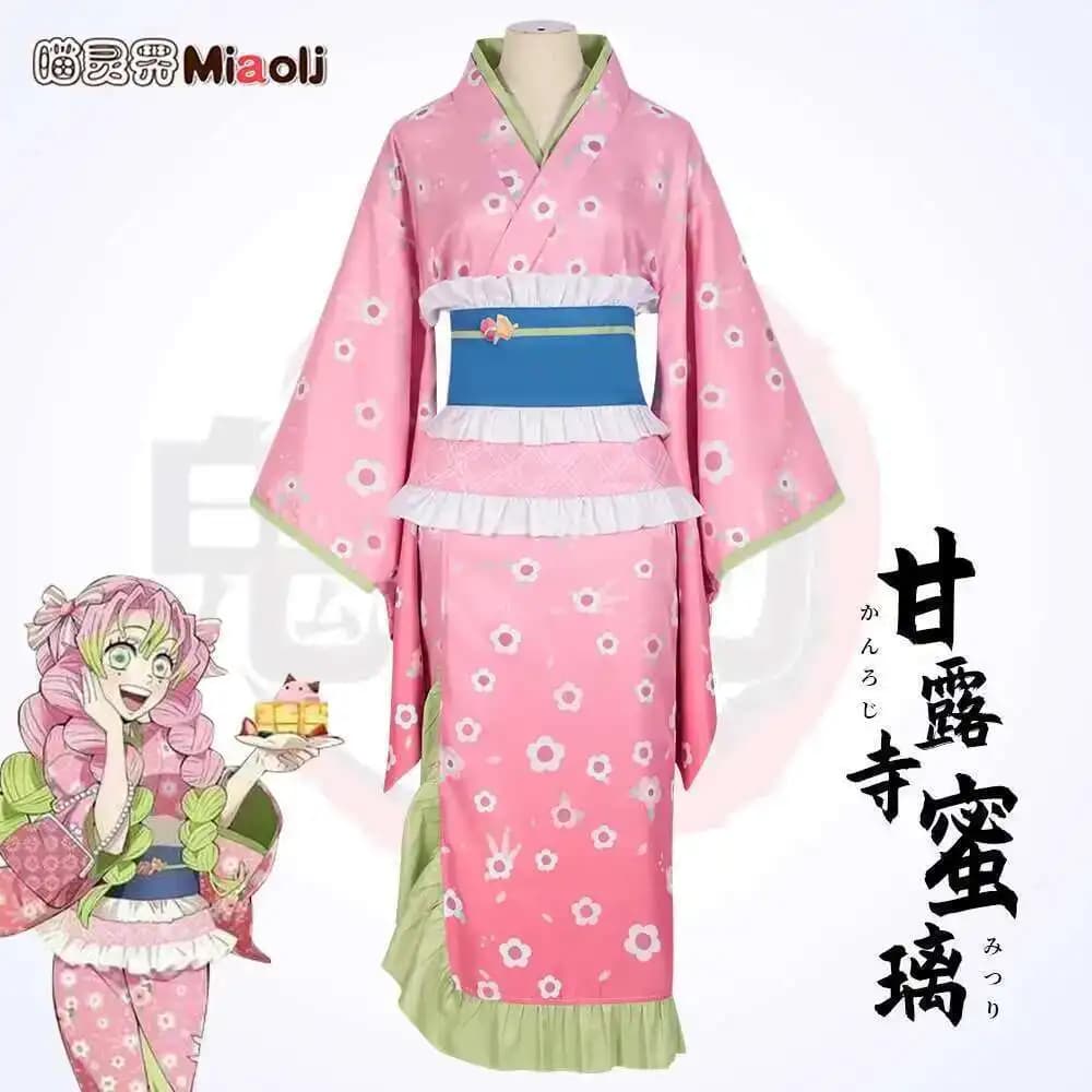 Costume cosplay Demon Slayer Kanroji Mitsuri Kimono Set Mi Douzi Zenitsu Costume cosplay anime