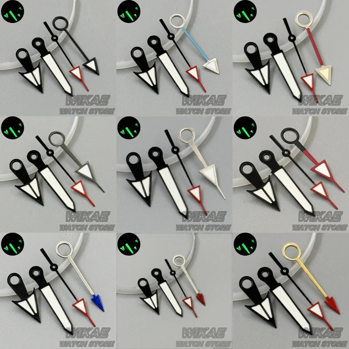Black White Arrow Watch Hands Green Lumious Black-Red Second Hand Multi-Color GMT Pointers Fit NH34 Automatic Watch Mod Parts
