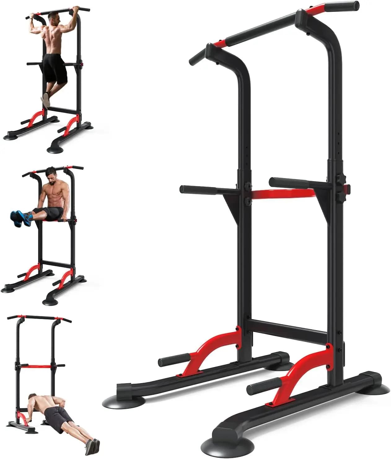 Height Adjustable Free Standing Pull Up Bar & Dip Station Power Tower, Heavy Duty 300LBS Capacity for Home Workout