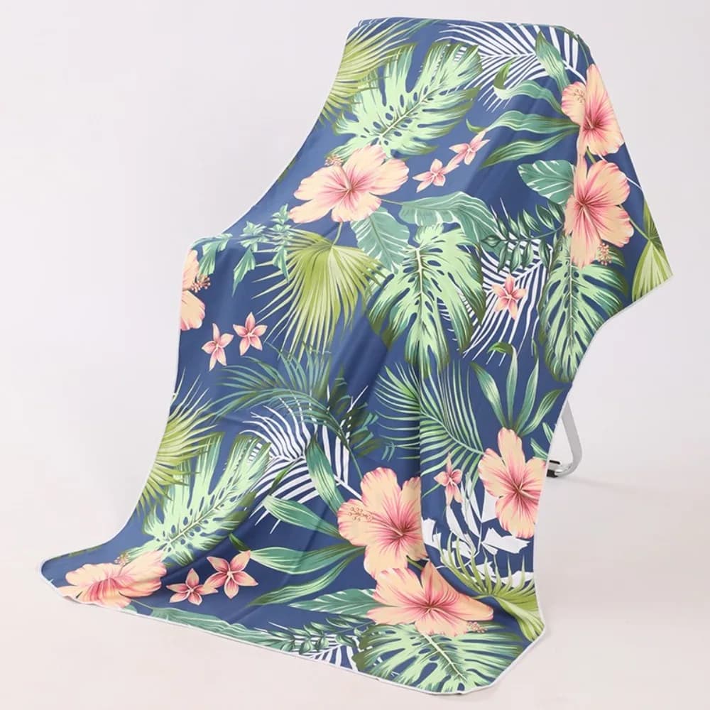 Telo Mare 3D Stampato con Motivi Vegetali 80x160CM, Coperta da Spiaggia per Viaggi e Campeggio, Asciugamano da Bagno in Microfibra ad Asciugatura Rapida