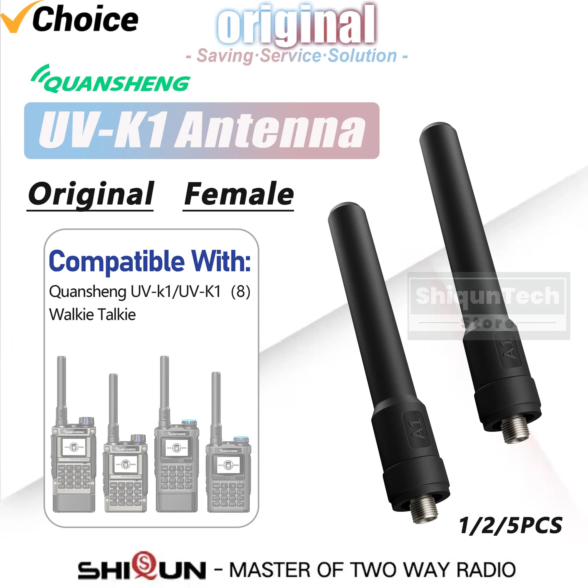 Antenna Originale per Walkie Talkie Quansheng UV-K1(8), Antenna Radio SMA-Femmina UHF VHF Dual Band per BF-UV-5R Mini UV5R