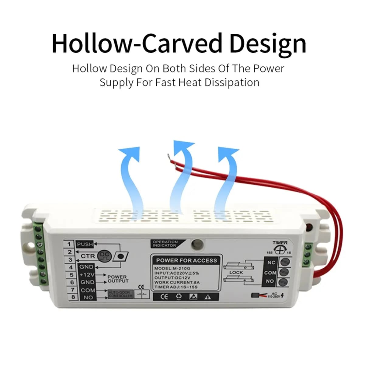 (ABGQ) Alimentatore DC 12V 8A per Sistema di Controllo Accessi e Telecamere di Sicurezza, Regolatore di Tempo di Ritardo AC 220V