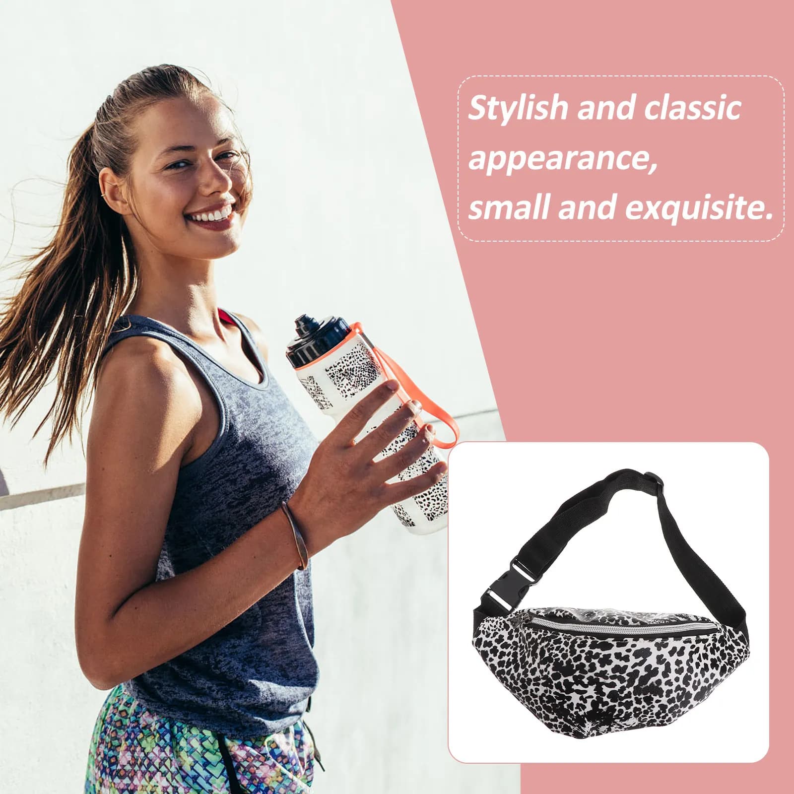 Double zipper and adjustable buckle, lightweight and fashionable, ideal for running, traveling, gym and everyday use