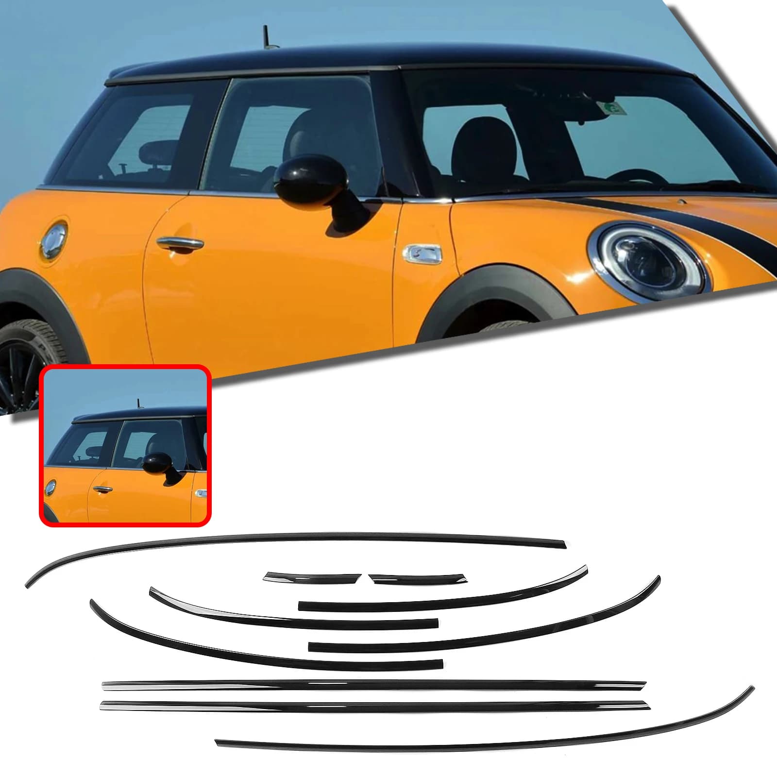 For Mini Cooper S F56 2-Door 2014-2024 Window Door Exterior Decoration Molding Trim Gloss Black Weatherstrip Seal Strip Styling