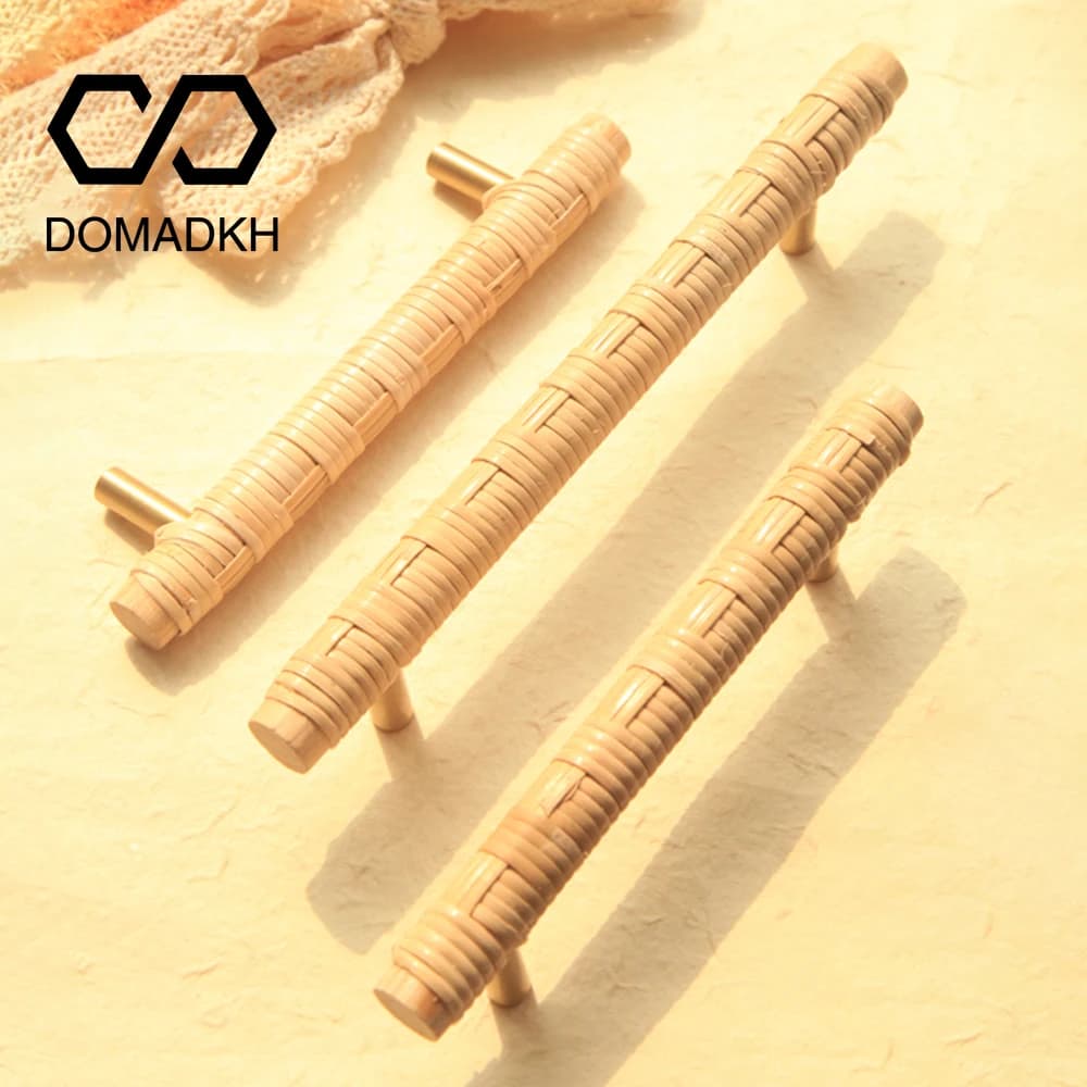 Maniglie per porte dell'armadio in rattan di legno Maniglie per cassetti uniche Manopole per comò Maniglie per mobili da bagno Maniglie per mobili Ferramenta da cucina