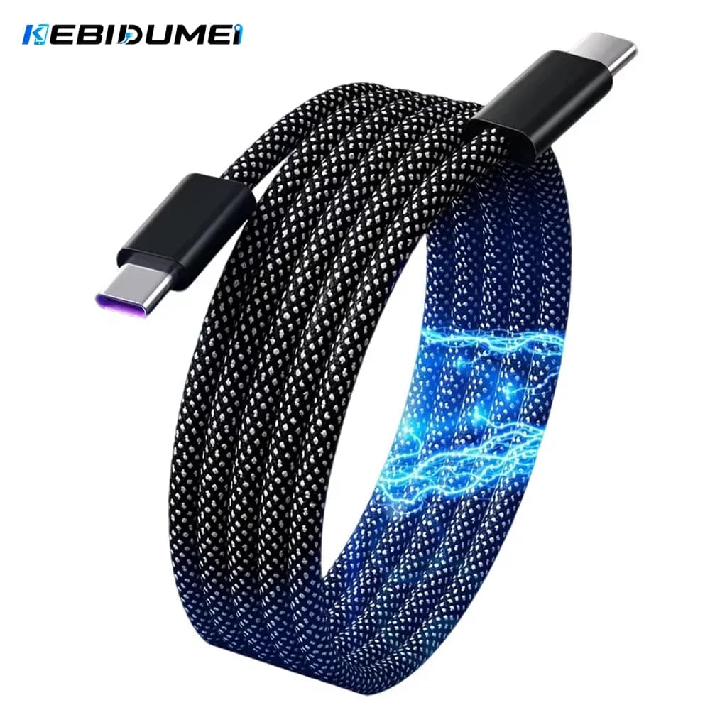 KEBIDUMEI 65W USB C To C Fast Charger Cable Magnetic Suction Anti Winding 1M USB A To C Data Quick Charging Wire for Phone