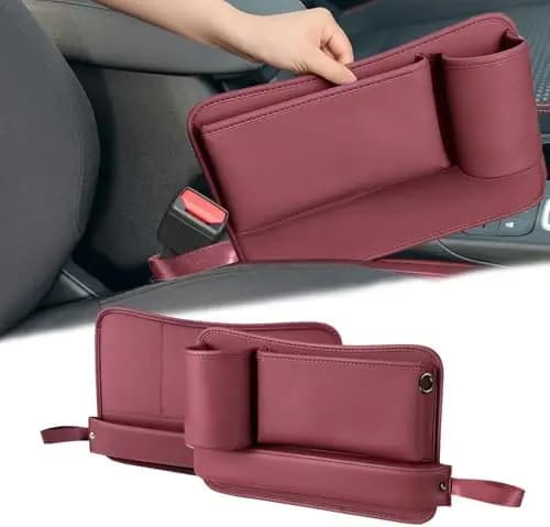 Organizer per Sedile Auto 2 Pezzi – Rosso, Portabicchieri e Vano Portaoggetti Rimovibile 3-in-1 per SUV e Camion
