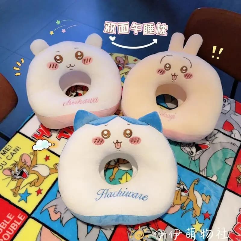Anime Chiikawa Donut Nap Pillow Hachiware Usagi Cute Hollow Cushion Office Desk Sleeping Rest Pillow Student Dorm Pillow Gift
