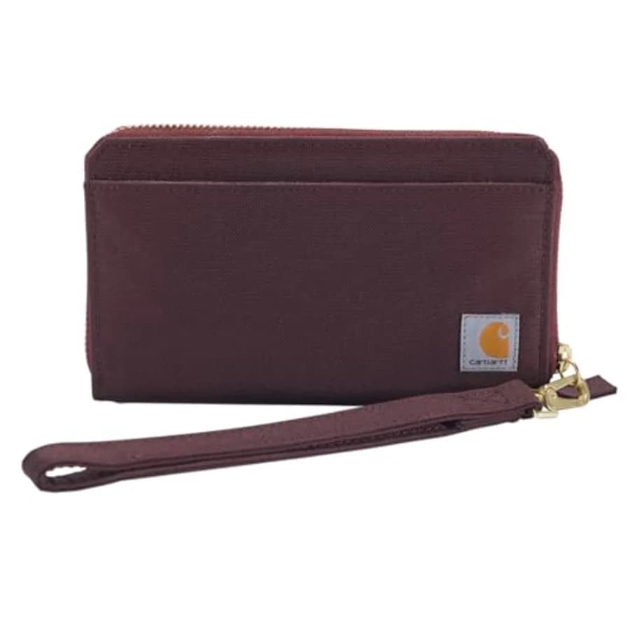 Portafoglio a pochette da donna per uso quotidiano, in tessuto nylon effetto duck, nero, design piatto con scomparti organizzati