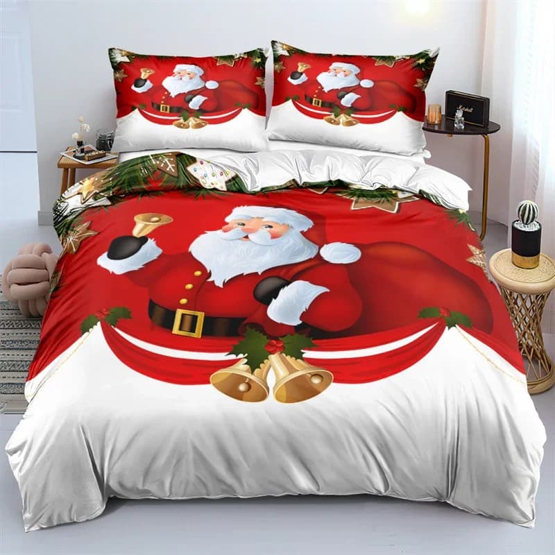 Set copripiumino 3D Babbo Natale Buon Natale Decorazione singola doppia per l'atmosfera natalizia Morbida e confortevole