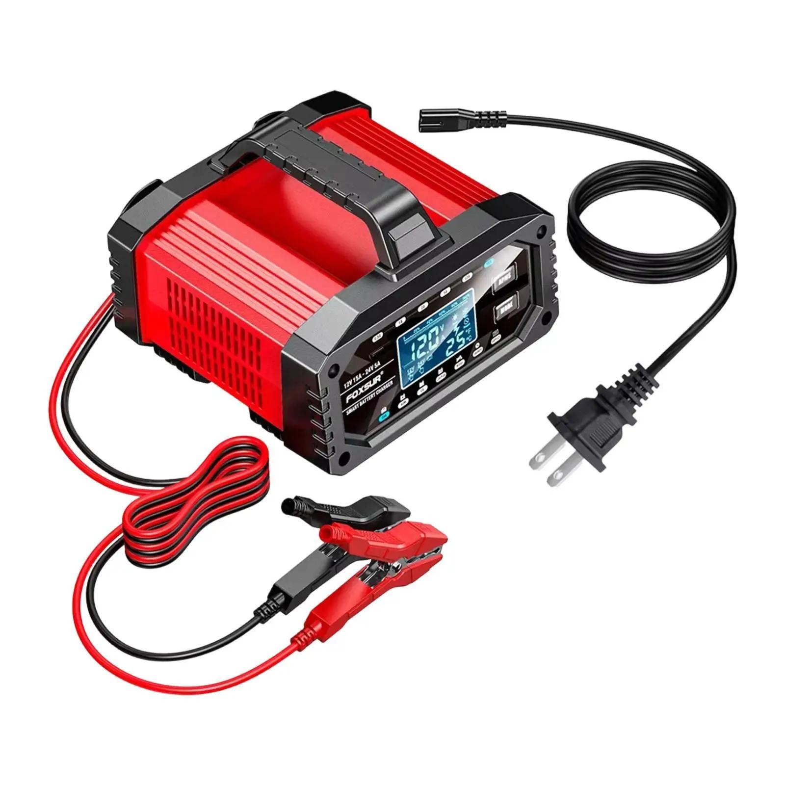 Caricabatterie automatico per auto con presa EU 220V, accessori leggeri, facile da usare, nero rosso, per