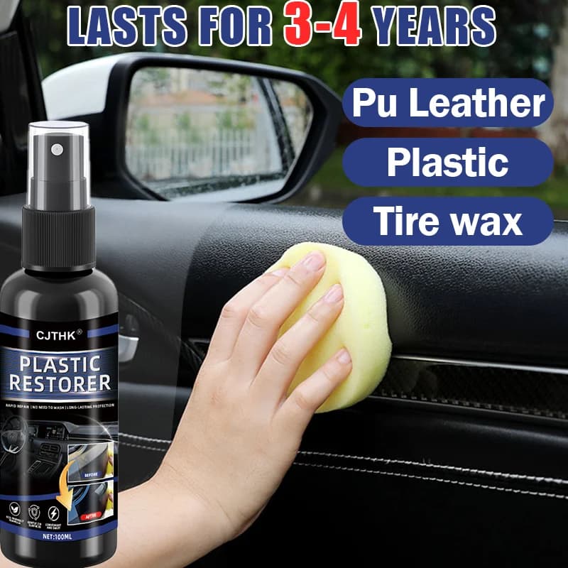 Rinnovatore Plastico Auto Effetto Nero Lucido, Rivestimento a Lunga Durata, Ripristino Pelle, Prodotti Pulizia e Lucidatura Auto