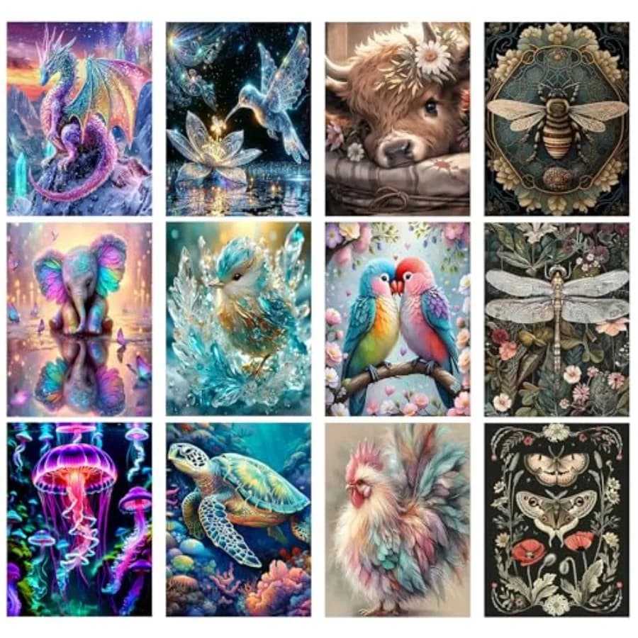 Kit per Diamond Painting per Adulti, Set Multipli di Pittura Diamantata 5D Fai-da-Te, Decorazioni per la Casa, Regalo, 12x16 Pollici