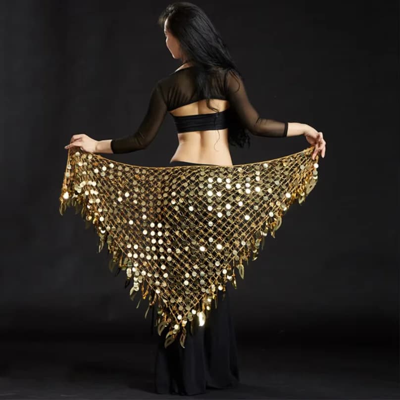 Cinture e Sciarpe per Danza del Ventre con Paillettes Stile Sirena, Costumi Orientali per Donne, Catene per la Vita Indiane