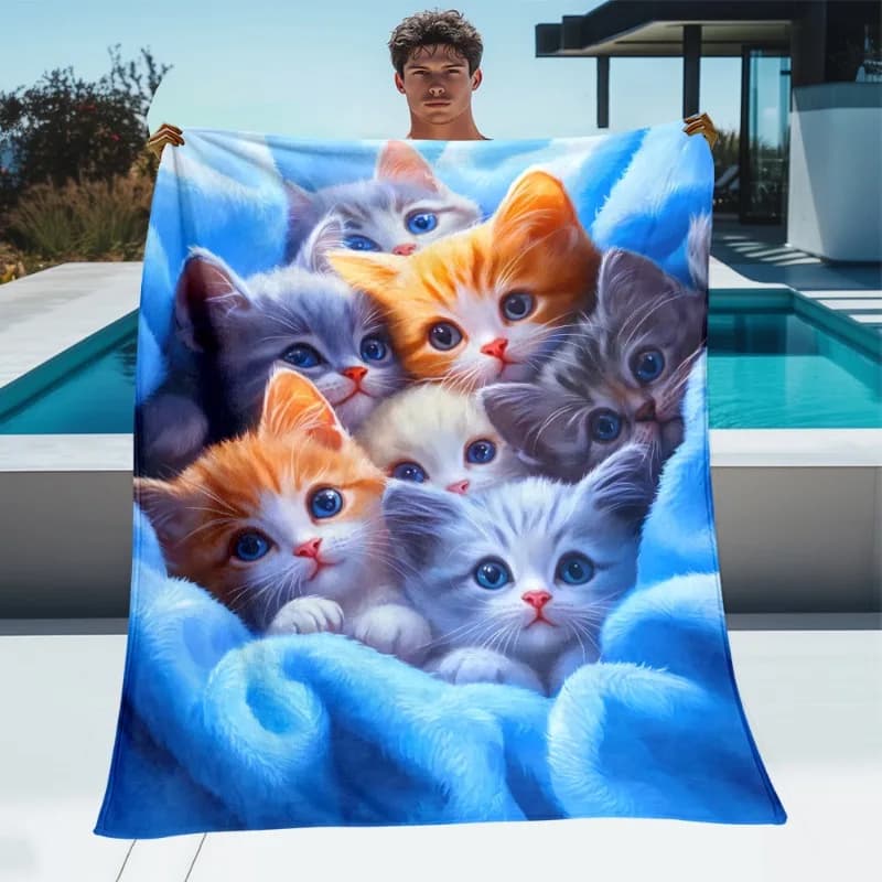 [1 pezzo di morbida coperta per gattini] 1 pezzo leggero, morbido e caldo, adorabile gattini, stampa HD, coperta in flanella, regalo ideale per gli amanti dei gatti