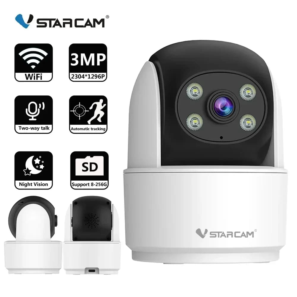 Vstarcam 3MP HD WiFi Telecamera IP Telecamera di sorveglianza di sicurezza domestica per interni Baby Monitor Rilevazione di movimento Telecamera audio bidirezionale