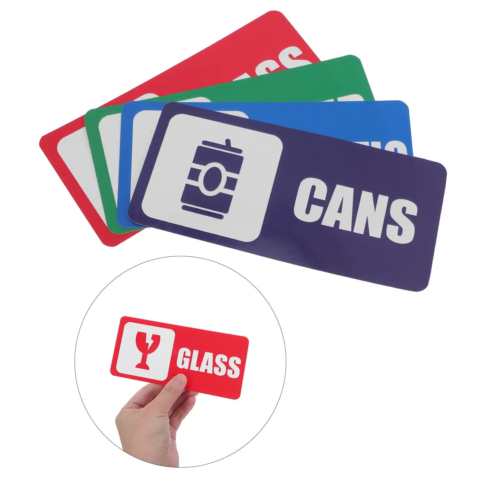 12 Pezzi Etichette Adesive per Raccolta Differenziata Resistenti allo Sbiadimento, Segnali per Bidoni della Spazzatura per Carta, Vetro, Plastica, Lattine, Casa e Ufficio