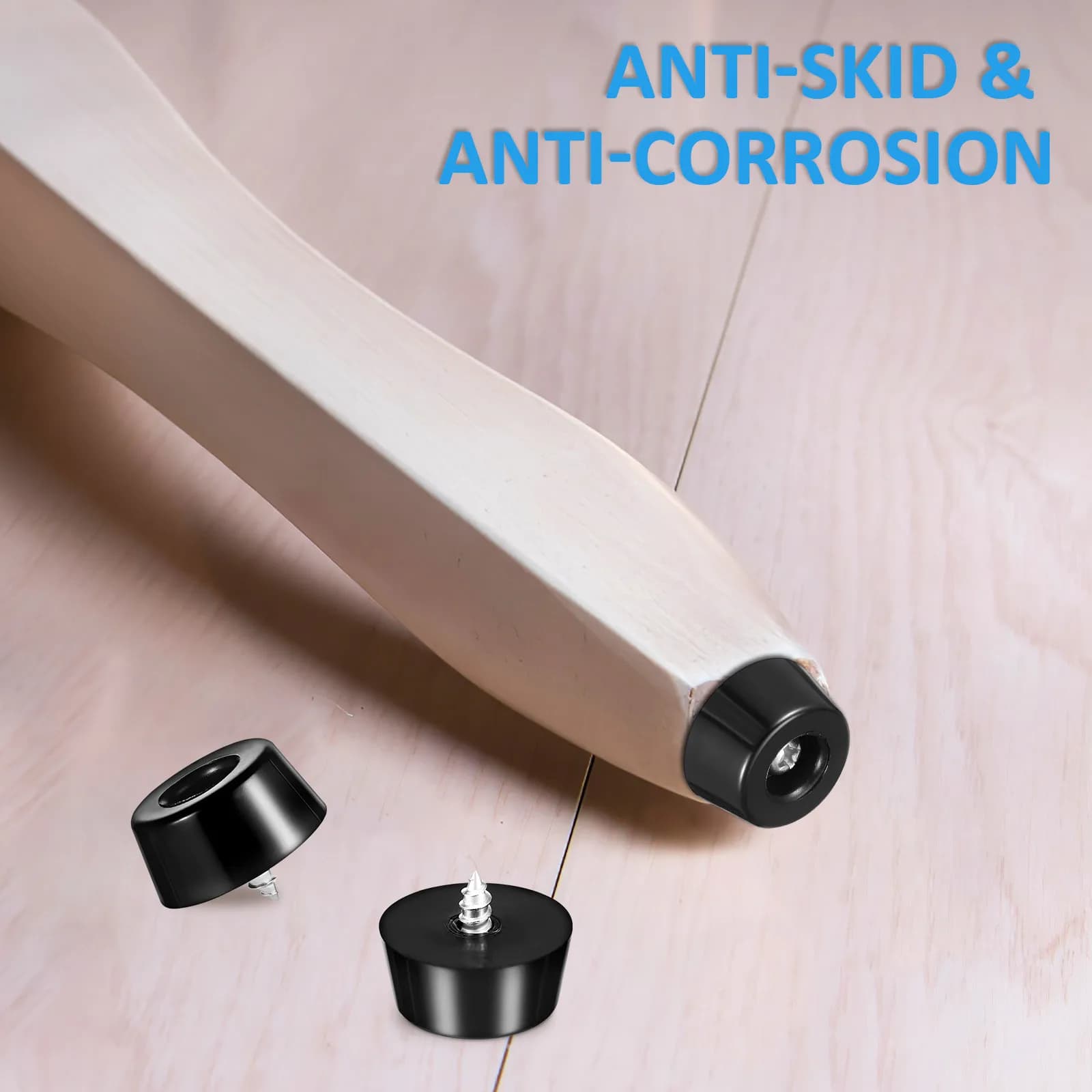 Stainless Steel Ring Reinforced Rubber Feet with Screws Heavy Duty Non Slip Shock Absorbing Bumper Feet Kit for Cutting Boards