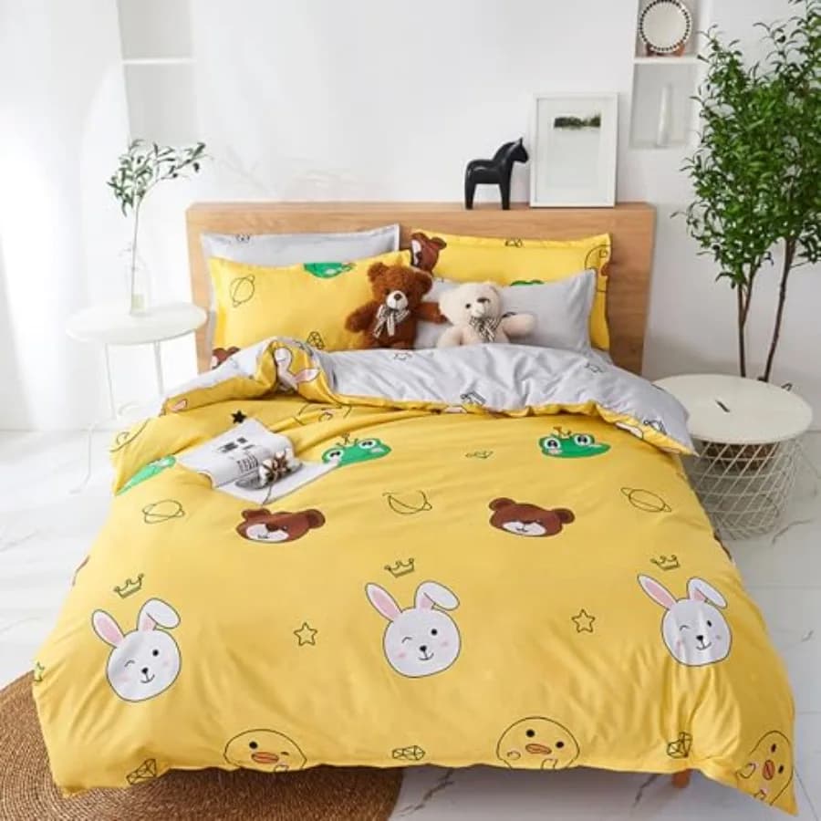 Duvet Cover Set Twin Size Cartoon Pattern Luxury Soft Bedding Set Comforter Cover with Zipper Closure and Corner Ties 1 Duvet C