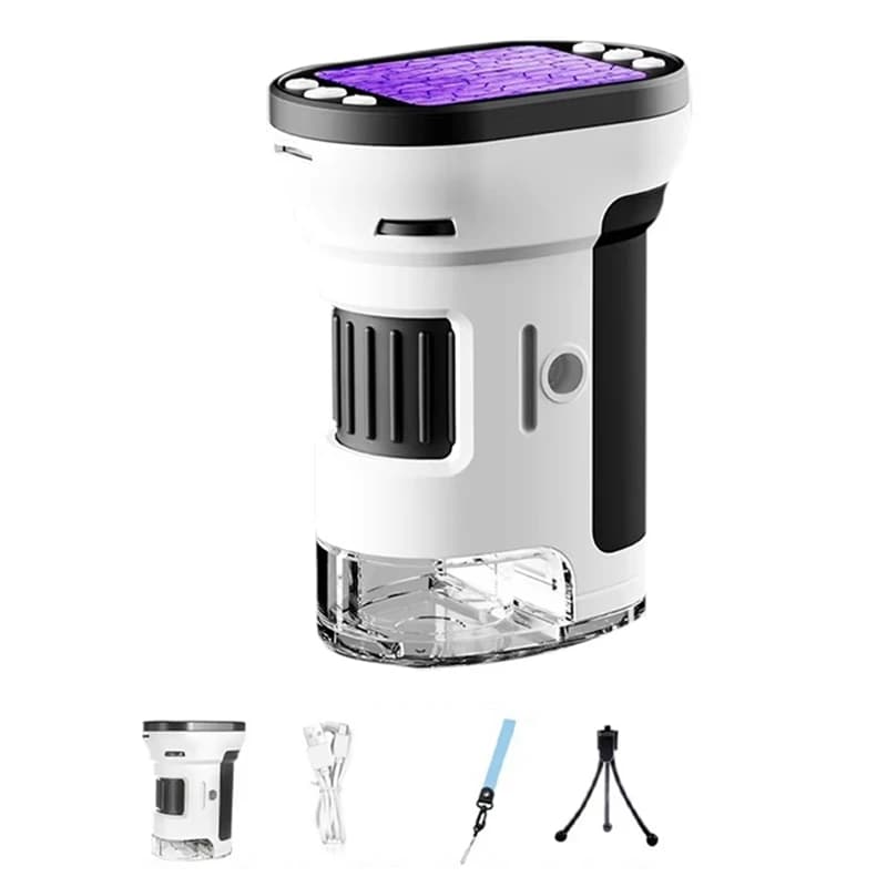 Microscopio portatile AA46 1000X per bambini Microscopi digitali tascabili ricaricabili con schermo 4K da 2,0 pollici Microscopio con lenti d'ingrandimento